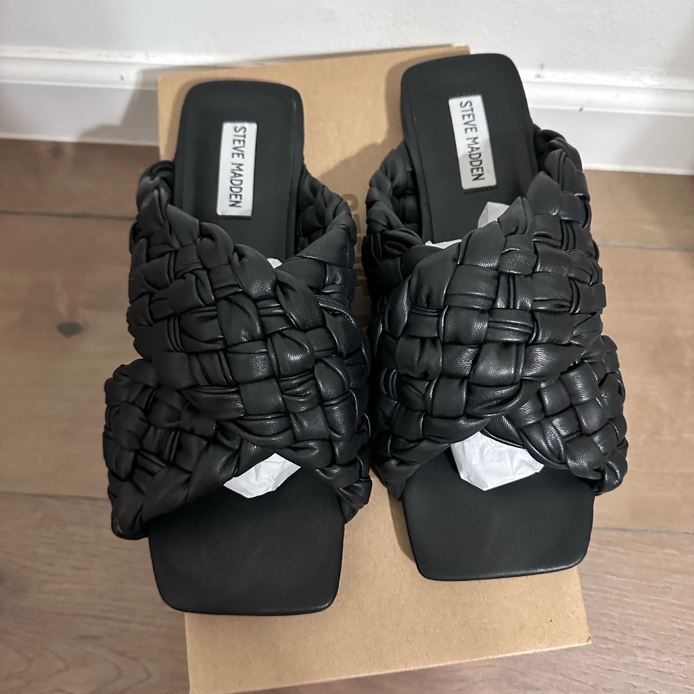 Steve Madden Black Woven Sandals
